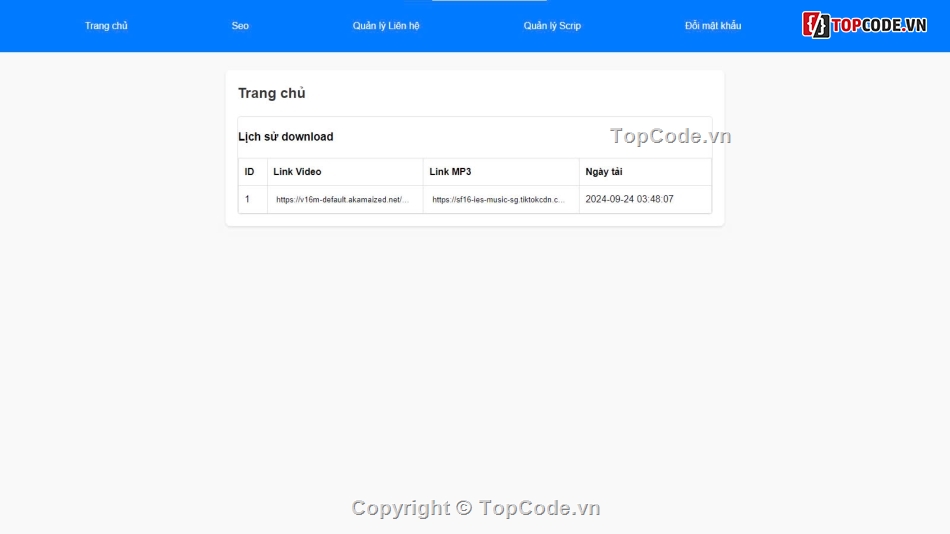 Code PHP,tải video tiktok,tải nhạc tiktok,tải video không logo